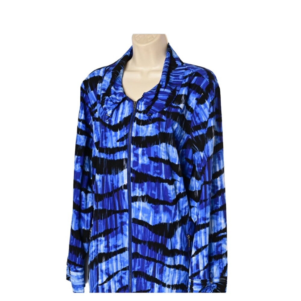 CHICO'S ZENERGY Active Wear  
Vibrant Bright Blue & Black Jacket 3/ XL - Picture 5 of 10